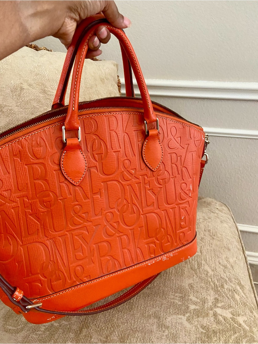 Dooney & Bourke embossed leather satchel - Orange - Picture 2 of 6